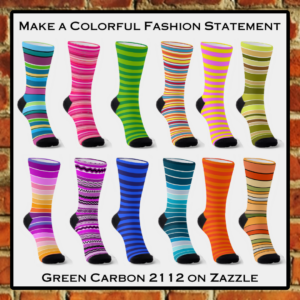 Green Carbon Make a colorful fashion statement striped socks on Zazzle